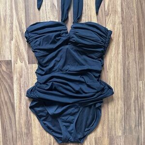 Carmen Marc Valvo Black One Piece Swimsuit - Bandeau Halter Style